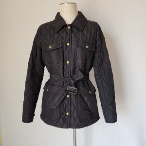 J.Crew Down Insulated Quilted Belted Excursion Jacket Snap Black
